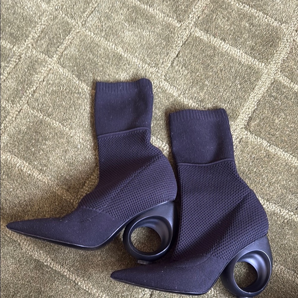 Burberry Kimberley Pointed Toe Sock Booties in Black